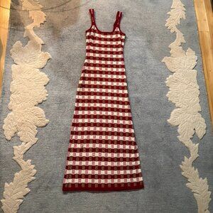 House Of Sunny Picnic Hockney Gingham Knit Maxi Dress (NWT, US 2)